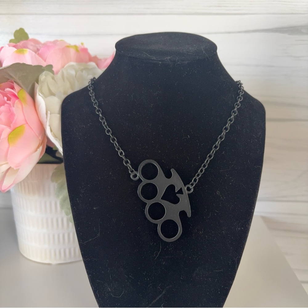 Black Spade and Knuckle Necklace